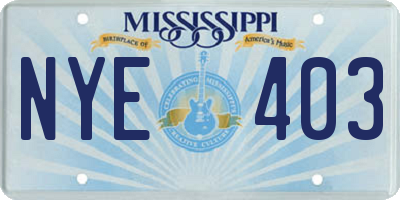 MS license plate NYE403