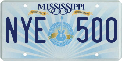 MS license plate NYE500