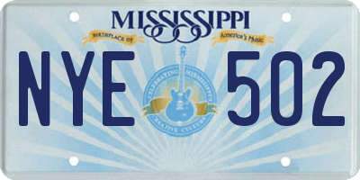 MS license plate NYE502