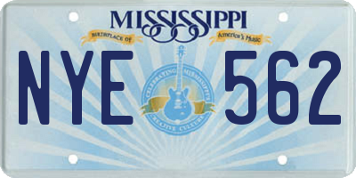 MS license plate NYE562