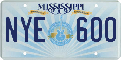 MS license plate NYE600