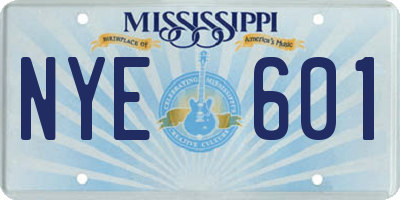 MS license plate NYE601