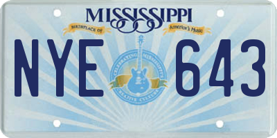 MS license plate NYE643