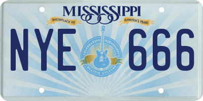 MS license plate NYE666