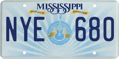 MS license plate NYE680