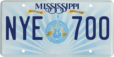 MS license plate NYE700