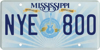 MS license plate NYE800