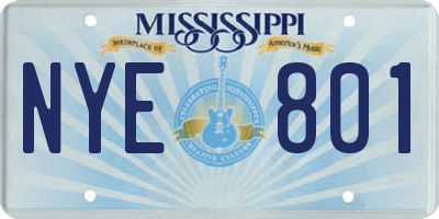 MS license plate NYE801