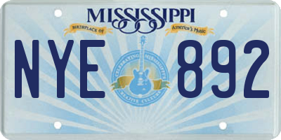 MS license plate NYE892