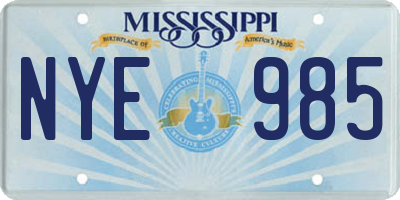 MS license plate NYE985