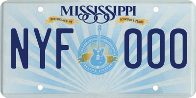 MS license plate NYF000