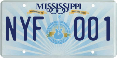 MS license plate NYF001