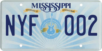 MS license plate NYF002