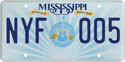 MS license plate NYF005