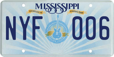 MS license plate NYF006