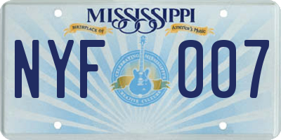 MS license plate NYF007