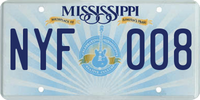 MS license plate NYF008