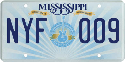 MS license plate NYF009