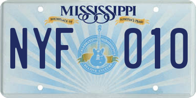 MS license plate NYF010