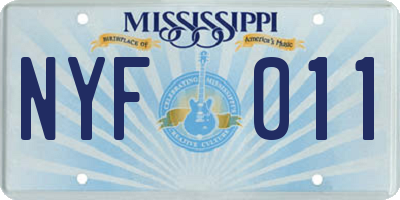 MS license plate NYF011