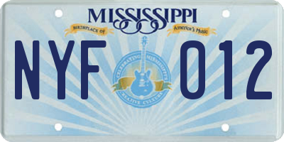 MS license plate NYF012