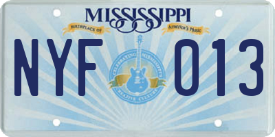 MS license plate NYF013