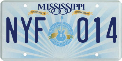 MS license plate NYF014