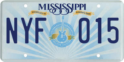 MS license plate NYF015