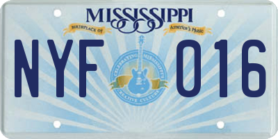 MS license plate NYF016