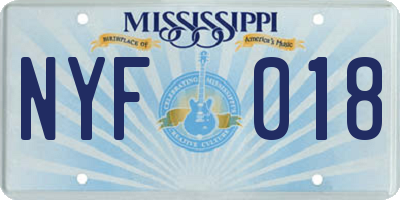 MS license plate NYF018