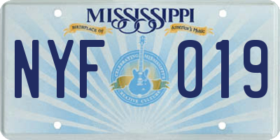 MS license plate NYF019