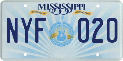 MS license plate NYF020
