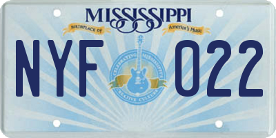 MS license plate NYF022