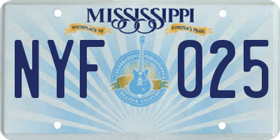 MS license plate NYF025