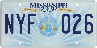 MS license plate NYF026