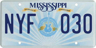MS license plate NYF030