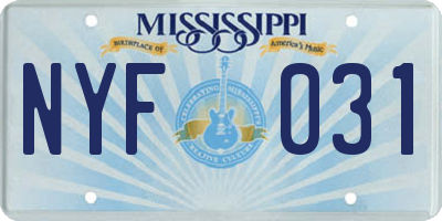 MS license plate NYF031