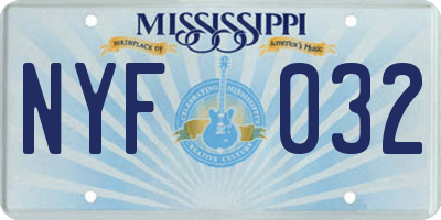 MS license plate NYF032
