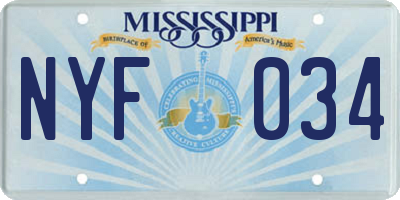 MS license plate NYF034