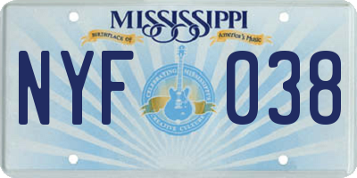 MS license plate NYF038
