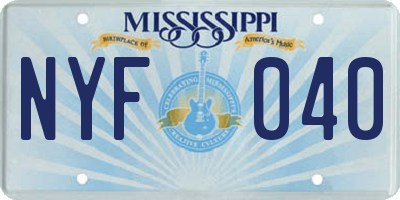 MS license plate NYF040