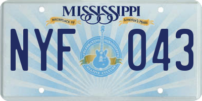 MS license plate NYF043