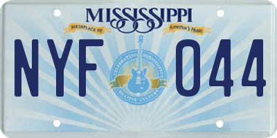 MS license plate NYF044
