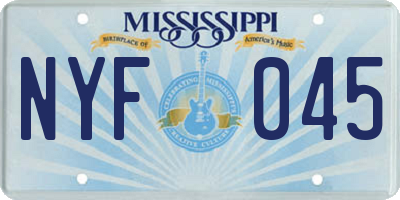 MS license plate NYF045