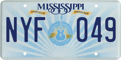 MS license plate NYF049