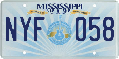 MS license plate NYF058