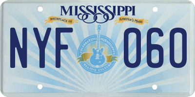 MS license plate NYF060