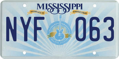 MS license plate NYF063