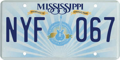MS license plate NYF067