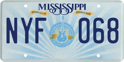 MS license plate NYF068
